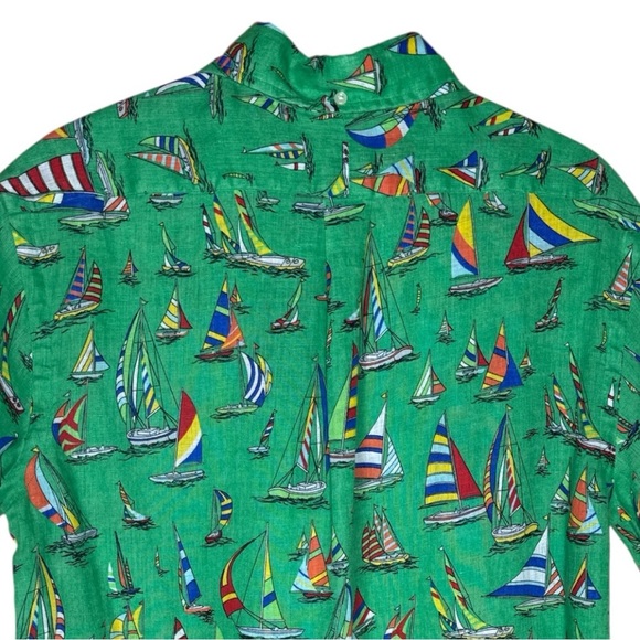 Ralph Lauren Green Linen Sailboat Shirt NWT Small - Picture 10 of 11